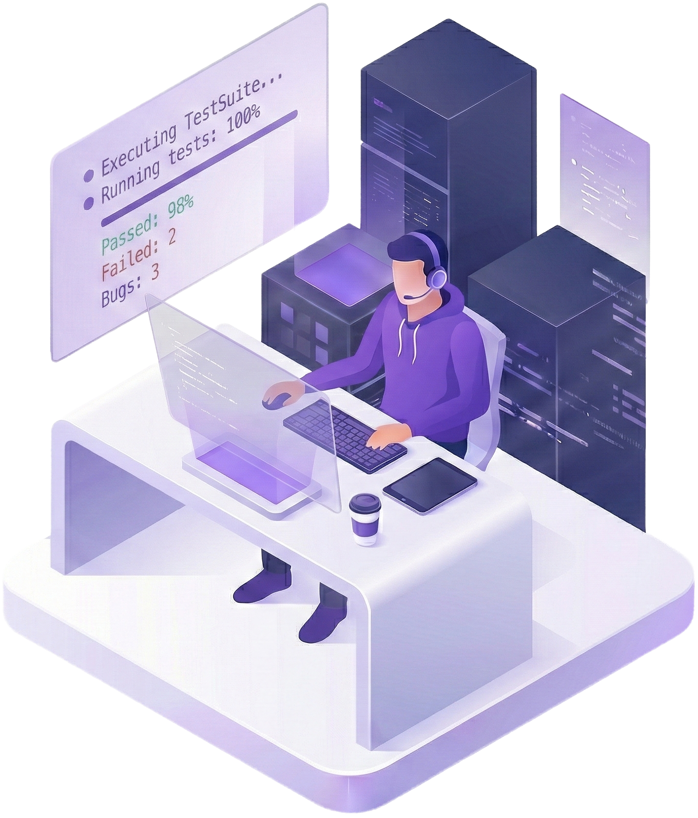開発者がテスト自動化を実行している様子の図